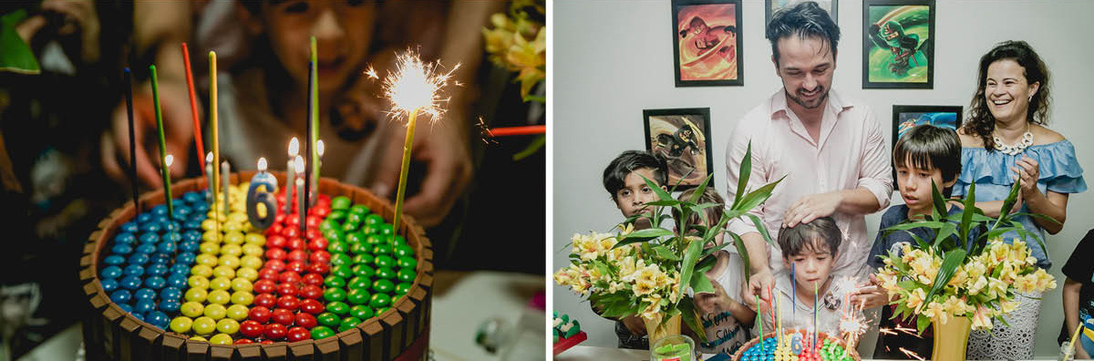 acendendo a vela para cantar o parabens