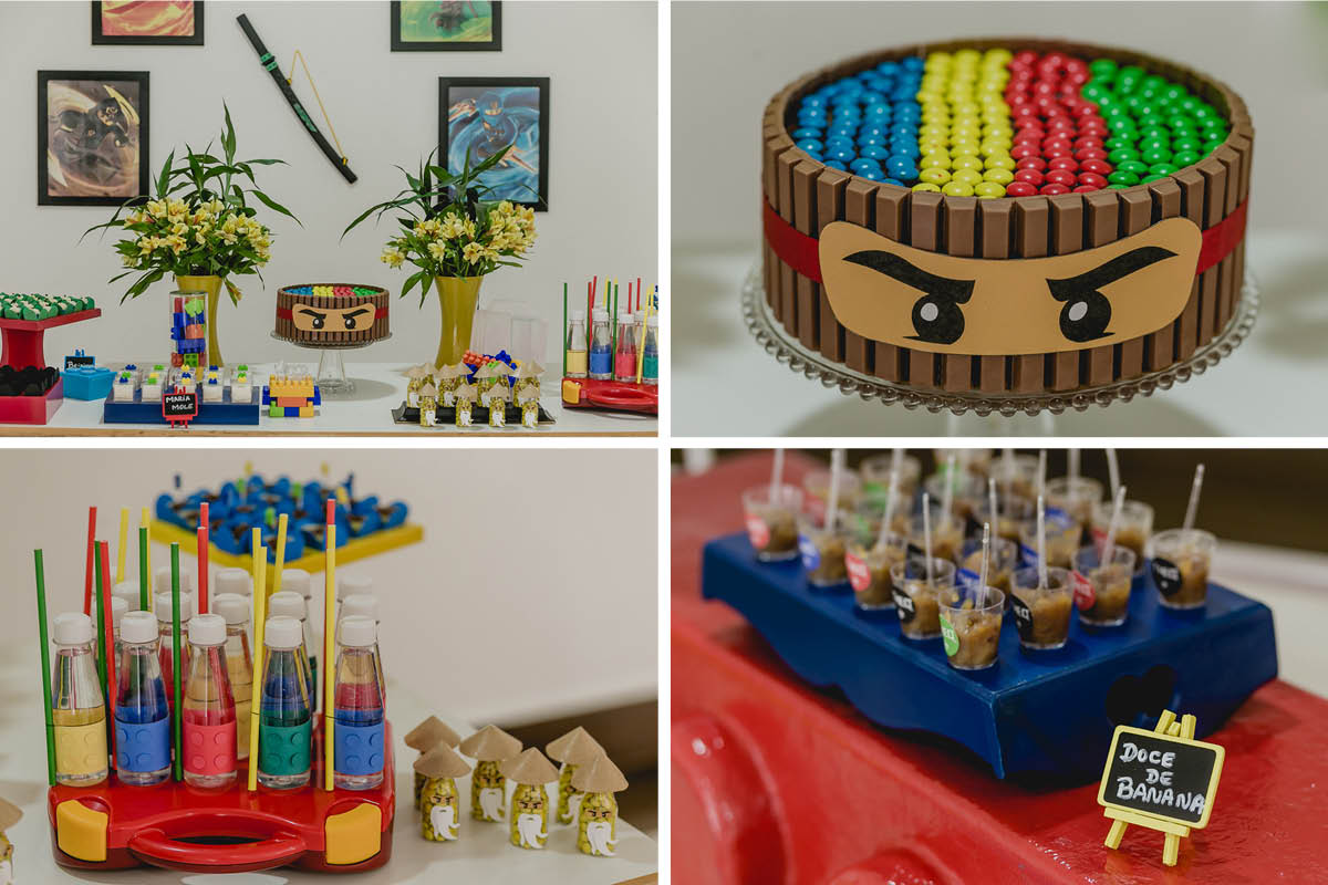 detalhes da mesa do bolo do lego ninja