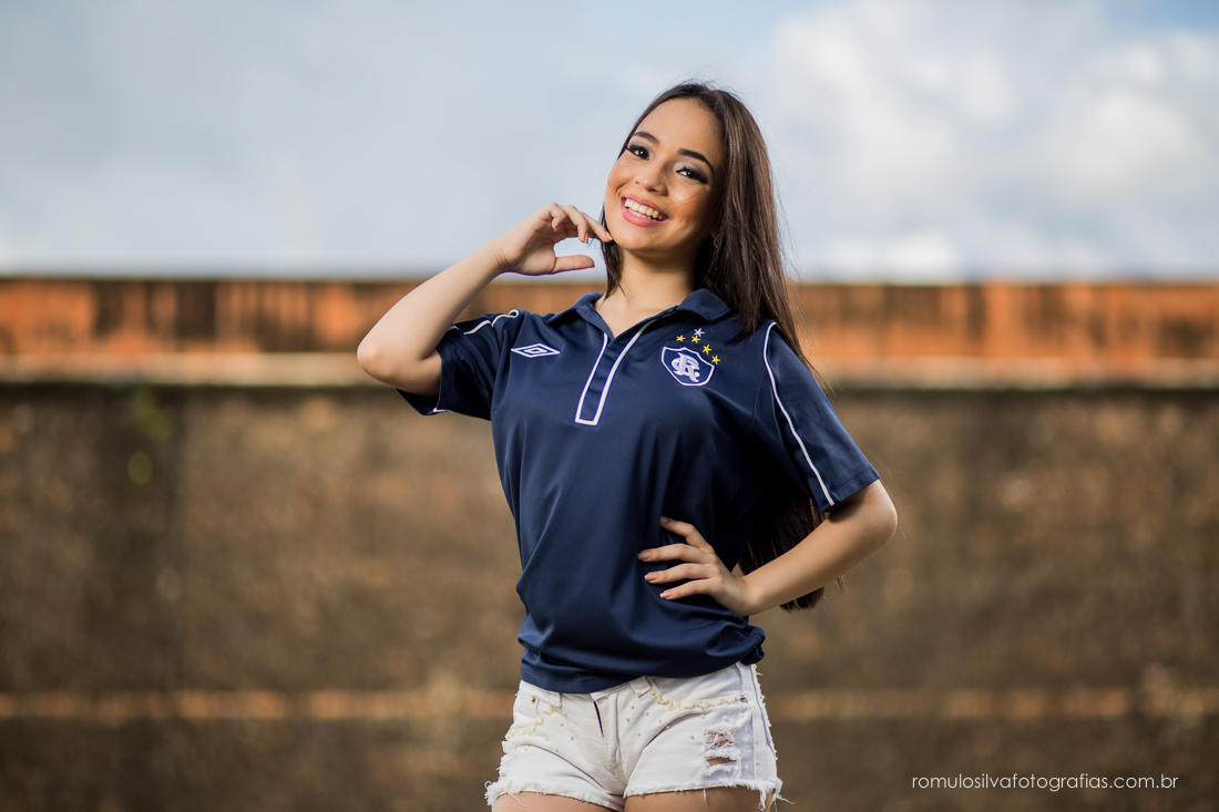 Ensaio de 15 anos com camisa de time de futebol
