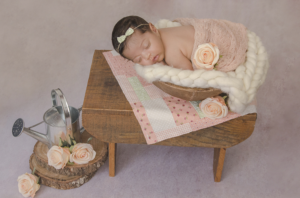 ensaio fotográfico newborn bebe menina recém nascida book fotográfico fotografia pose bebe no cestinho estúdio rio de janeiro niteroi são Gonçalo