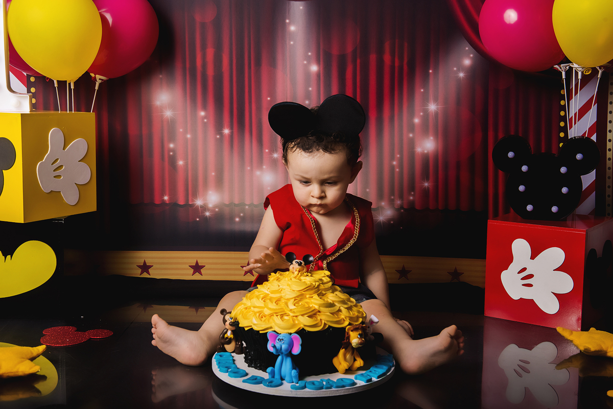 Ensaio smash the cake, ensaio bebê, fotógrafa em Niterói, smash the cake Niterói, smash the cake Rio de Janeiro, smash the cake São Goncalo, smash the cake temático, nossa casa petit, ensaio fotográfico, sessão fotográfica, circo do mickey, splash