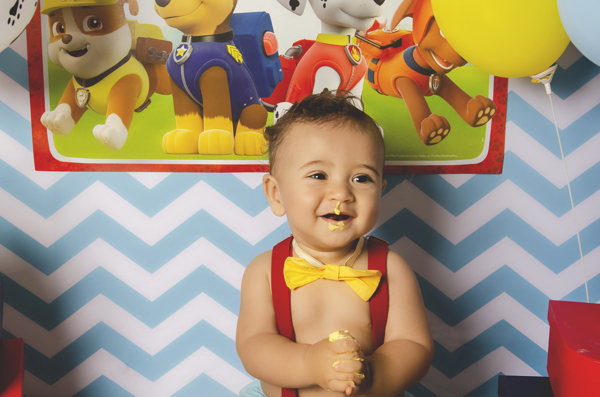 Ensaio smash the cake, ensaio bebê, fotógrafa em Niterói, smash the cake Niterói, smash the cake Rio de Janeiro, smash the cake São Goncalo, smash the cake temático, nossa casa petit, ensaio fotográfico, sessão fotográfica, patrulha canina, splash