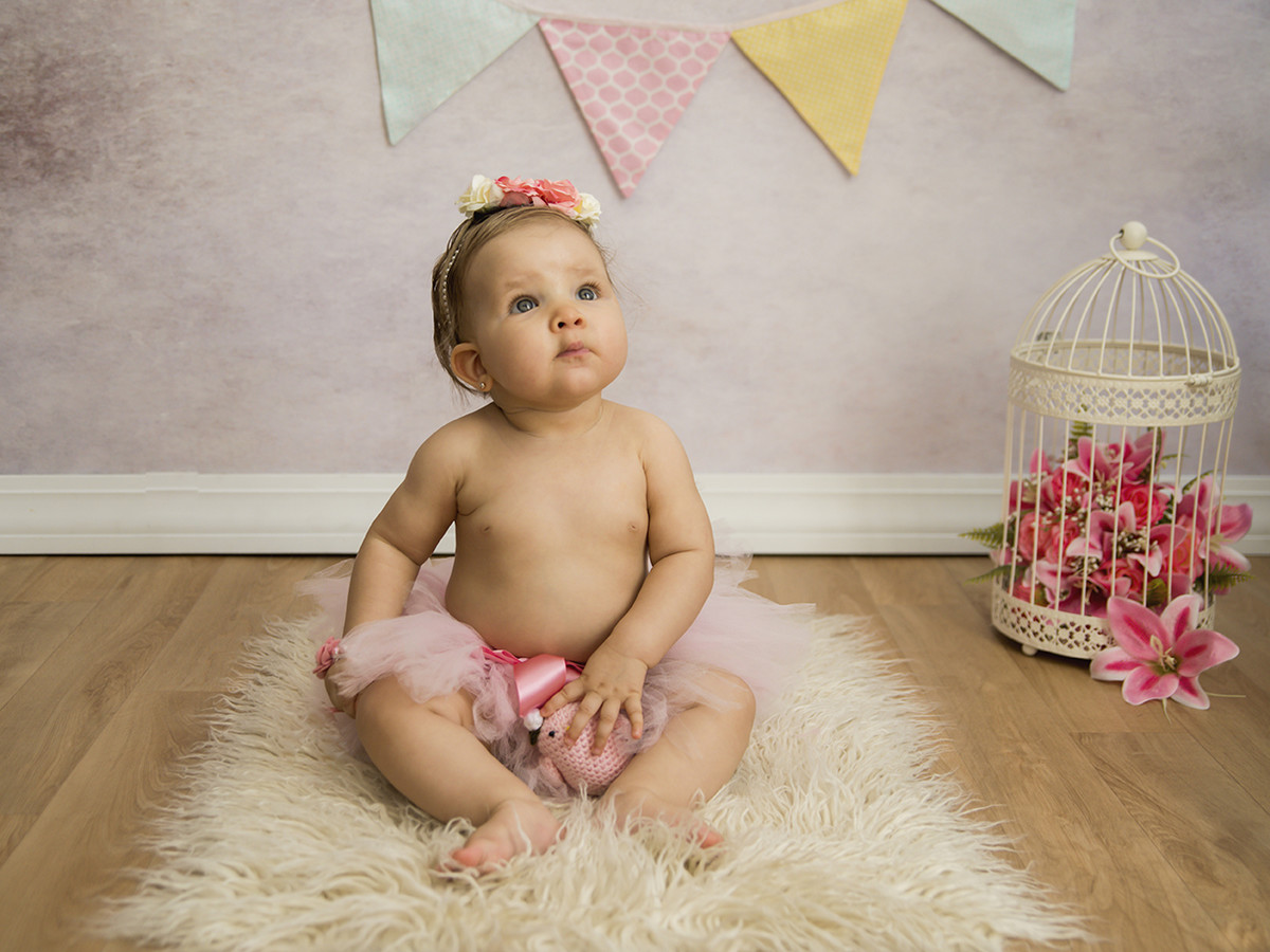 ensaio fotografico temático menina bebe infantil book fotografia bailarina saia de tule cestinho bandeirinhas rosa rio de janeiro niteroi são Gonçalo