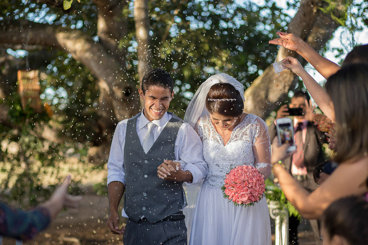 chuva de arroz casamento de dia