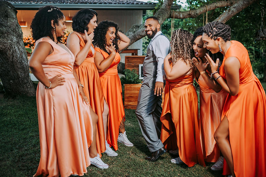 foto divertida com as madrinhas