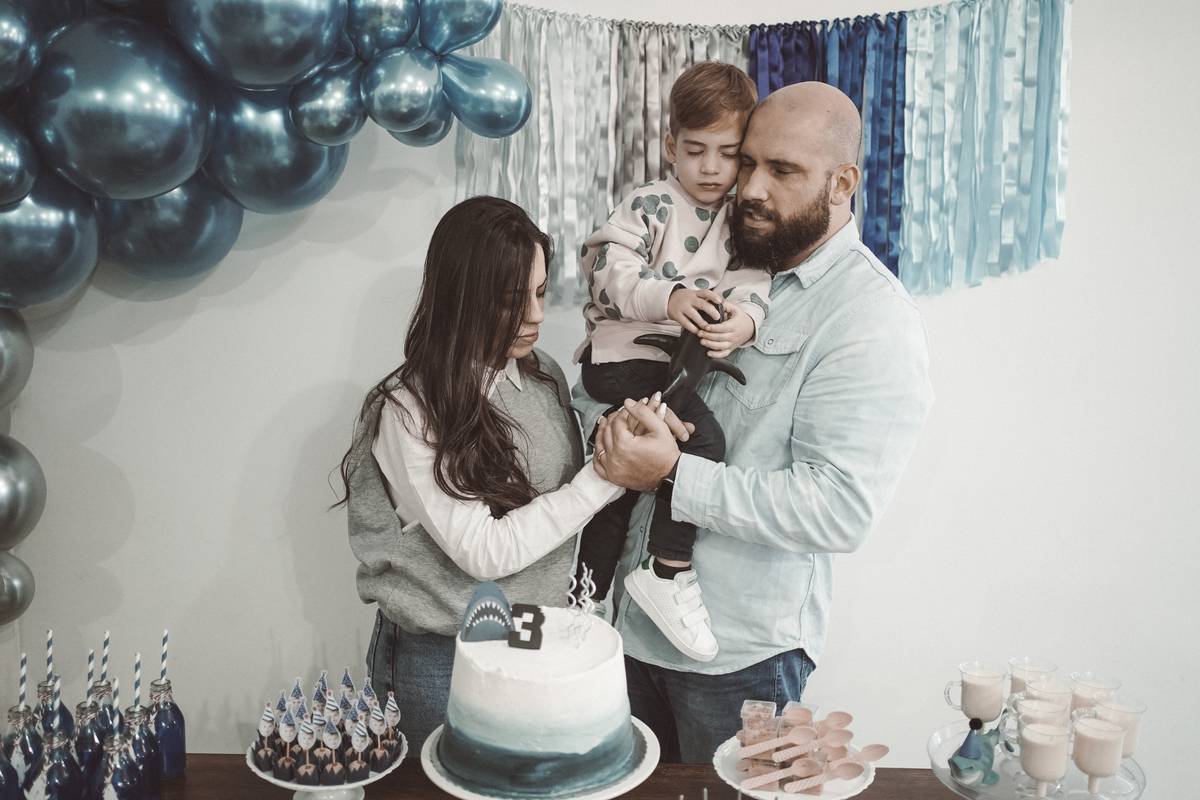 aniversário 3 anos Pedro Natany Rafael Davi martins davimartins tema tubarão