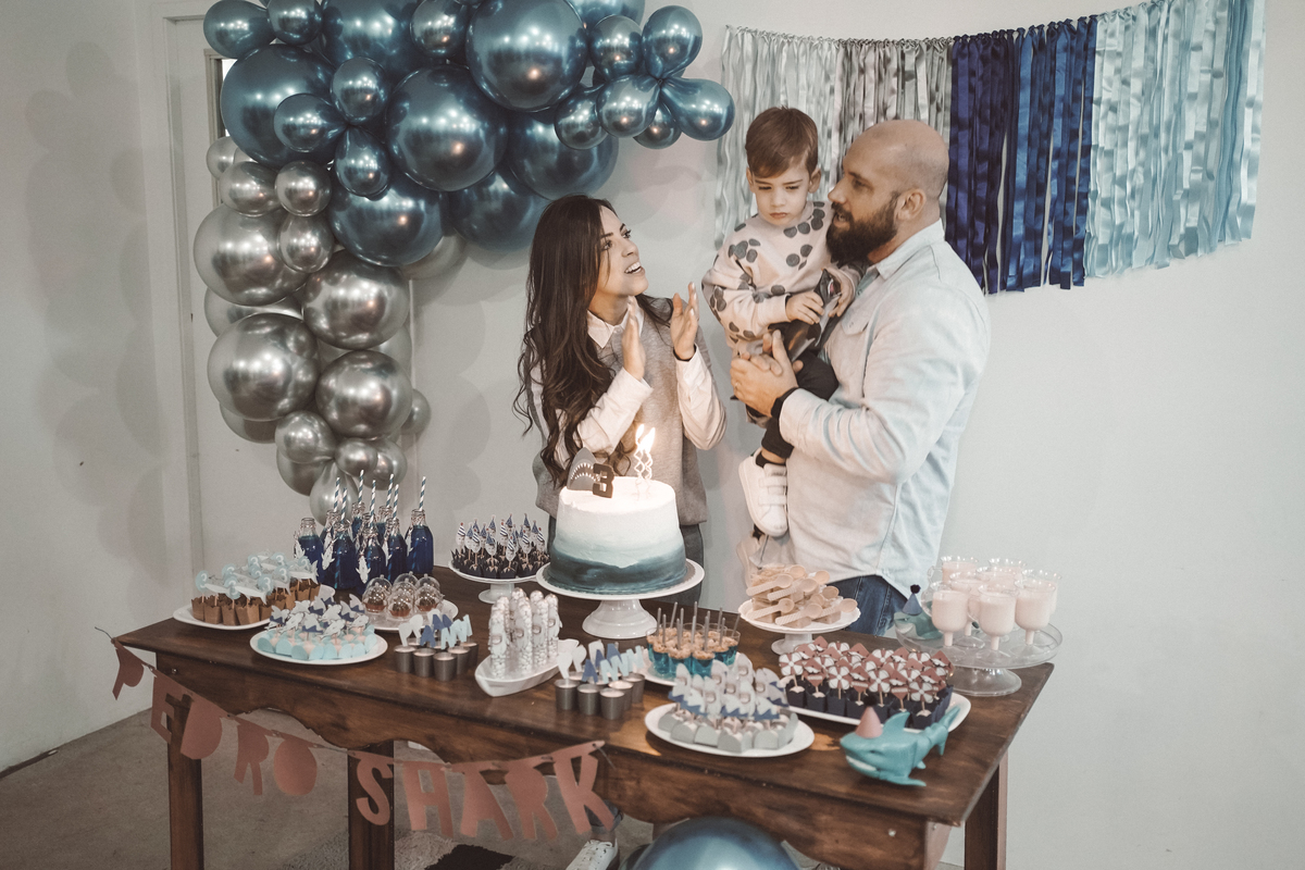 aniversário 3 anos Pedro Natany Rafael Davi martins davimartins tema tubarão