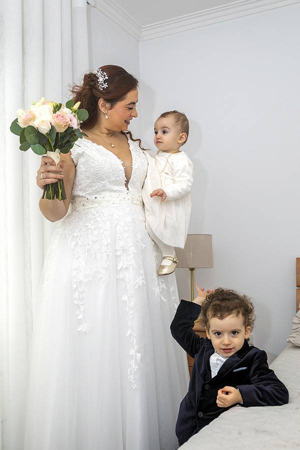 A Cristina com os filhos