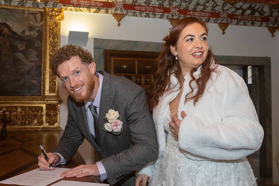 Os Noivos no O batismo do Mateus no Convento de São Francisco em Viseu