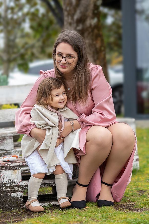 a minha mãe e eu no jardim