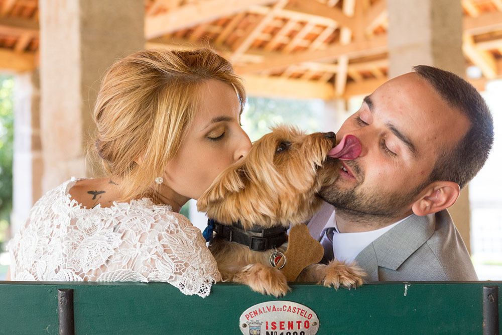 Os noivos e o seu cão  na Casa da Ínsua - Penalva do Castelo