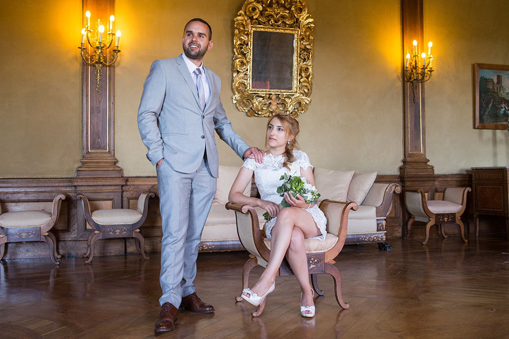 Os noivos no jardim da Casa da Ínsua - Penalva do Castelo