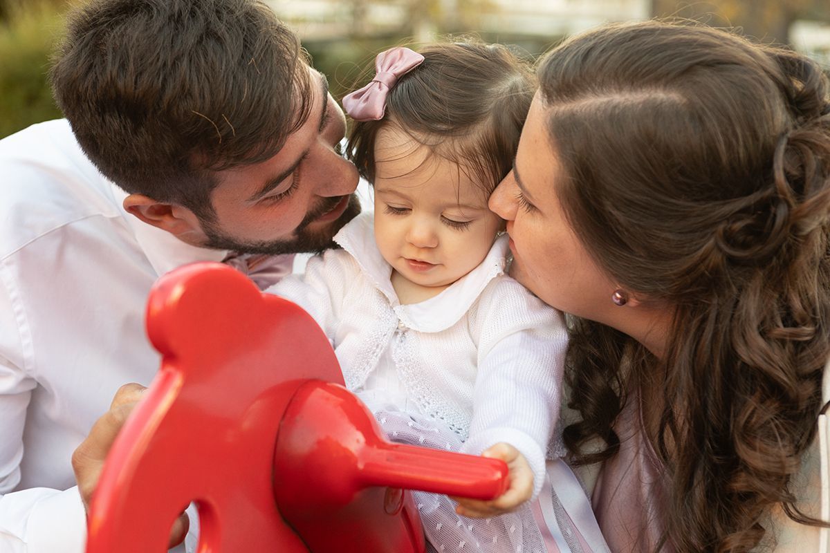 No Cavalinho com o pai e a mãe