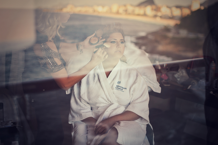 Fotografias de casamento do making off da noiva realizado no Sheraton Grand Rio Hotel