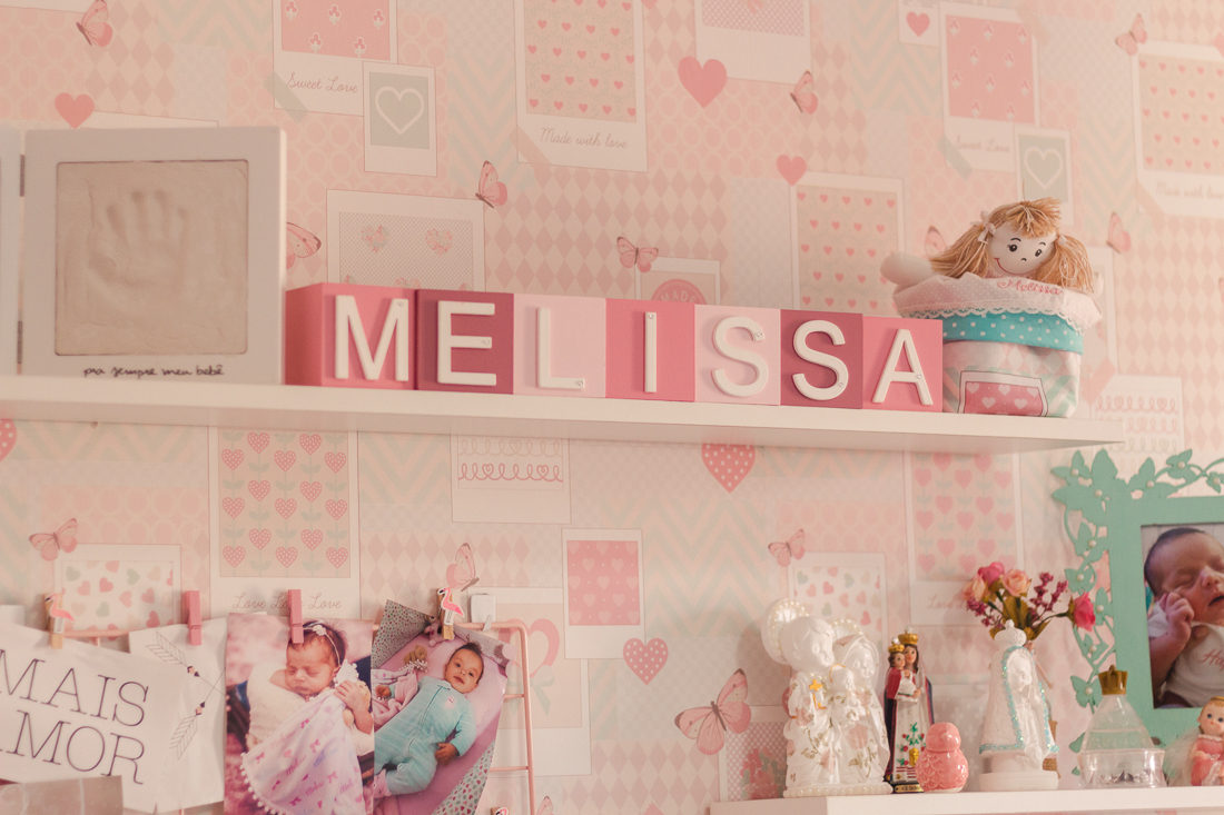 Detalhe da decoração do quarto de menina Melissa  ensaio na cidade de São Paulo