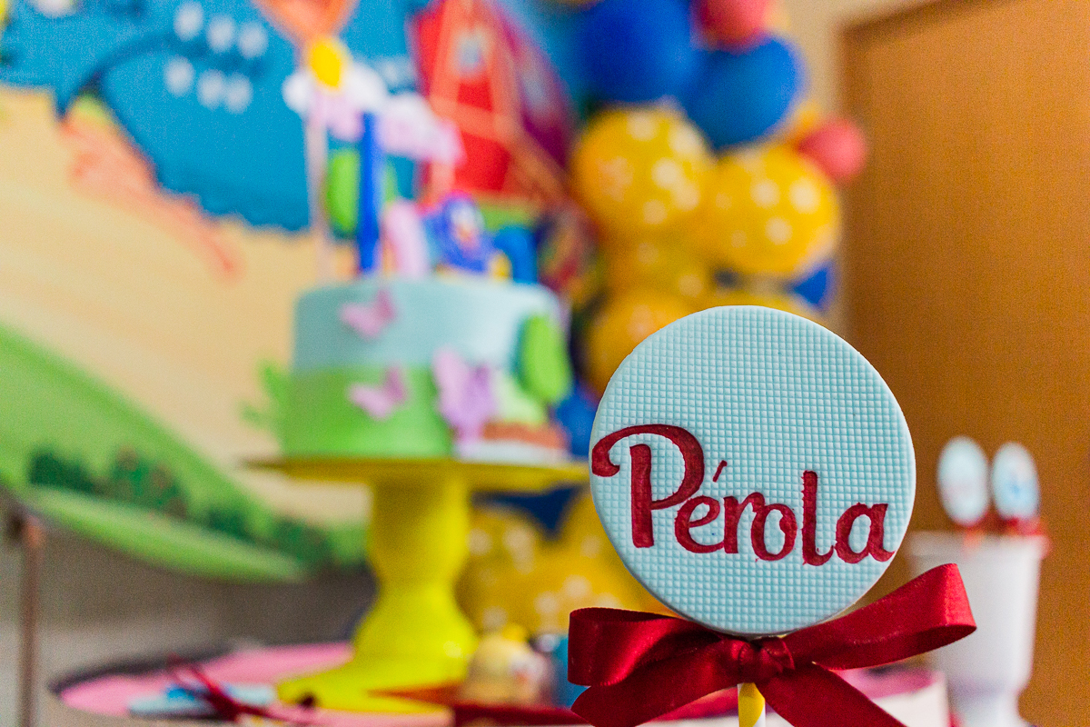 foto da decoração da galinha pintadinha na festa em casa durante a pandemia para o aniversário de 1 ano realizado na cidade de São Paulo