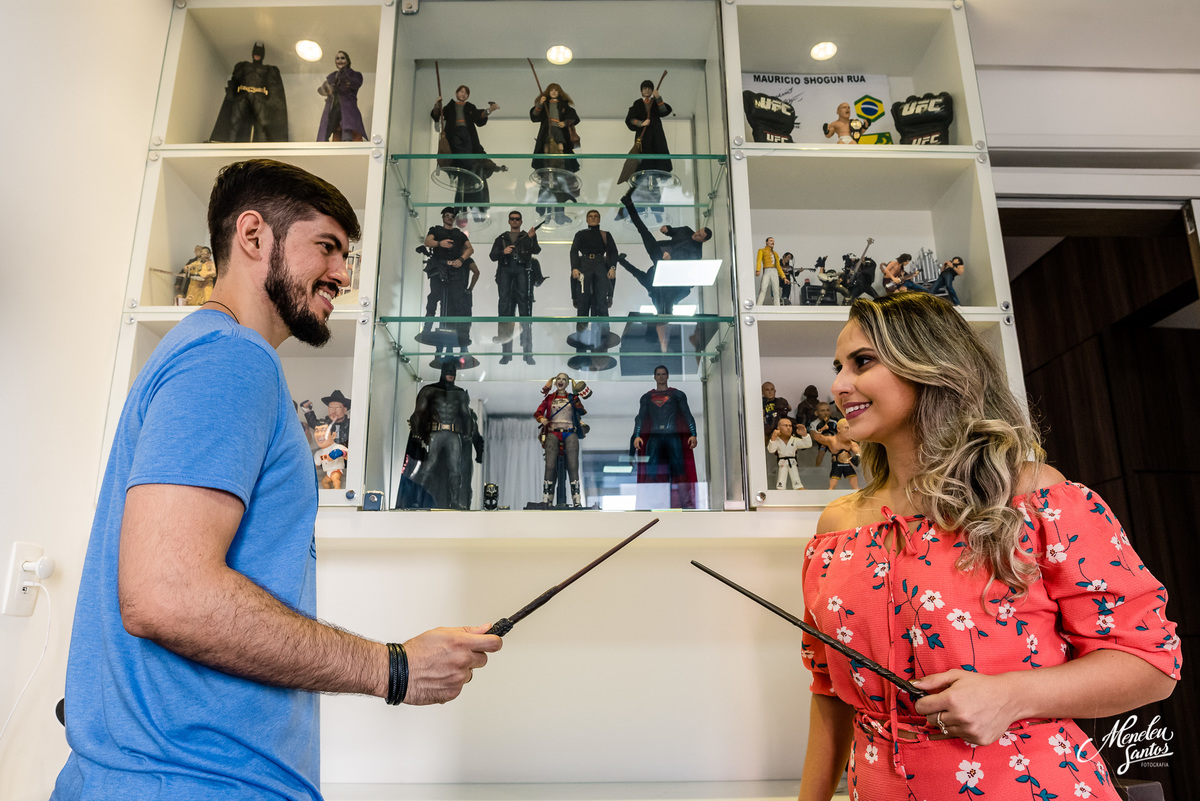Ensaio geek de casal no apê com fotografo em fortaleza meneleu santos