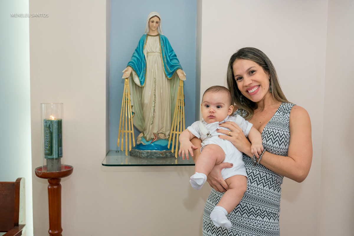 Batizado do pequeno Miguel realizado na Igreja Nossa Senhora das Graças e a recepção na Bon Jour Cafeteria