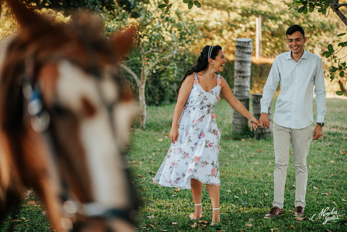 Ensaio em fazenda com cavalos 