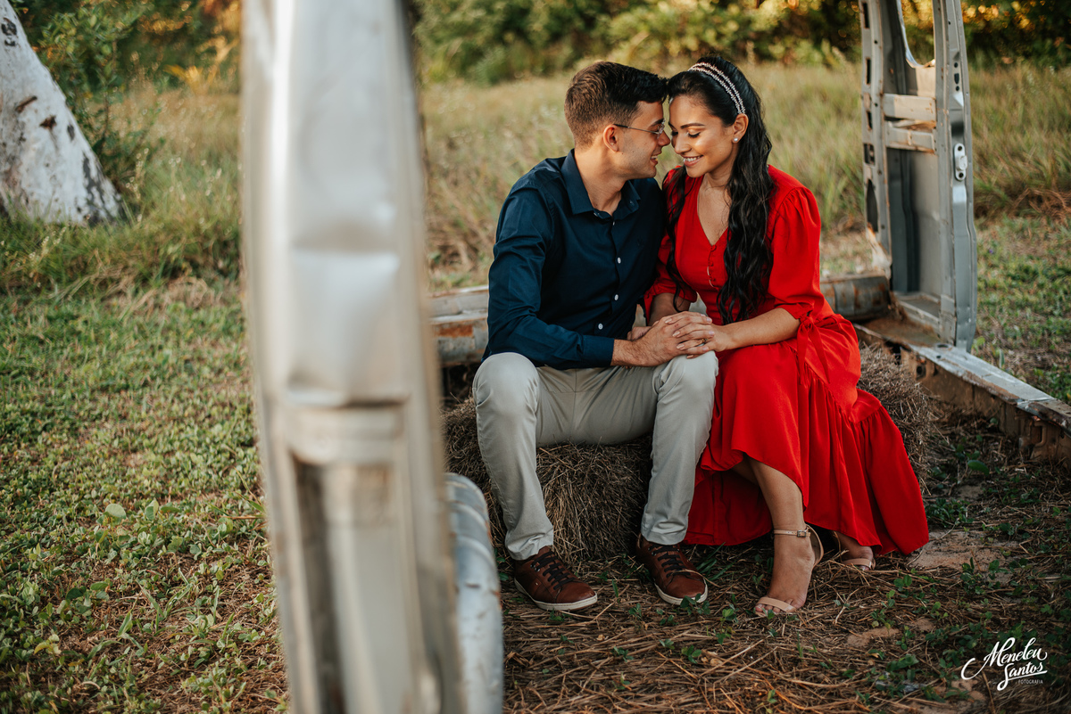 Pre wedding com noiva de vestido vermelho