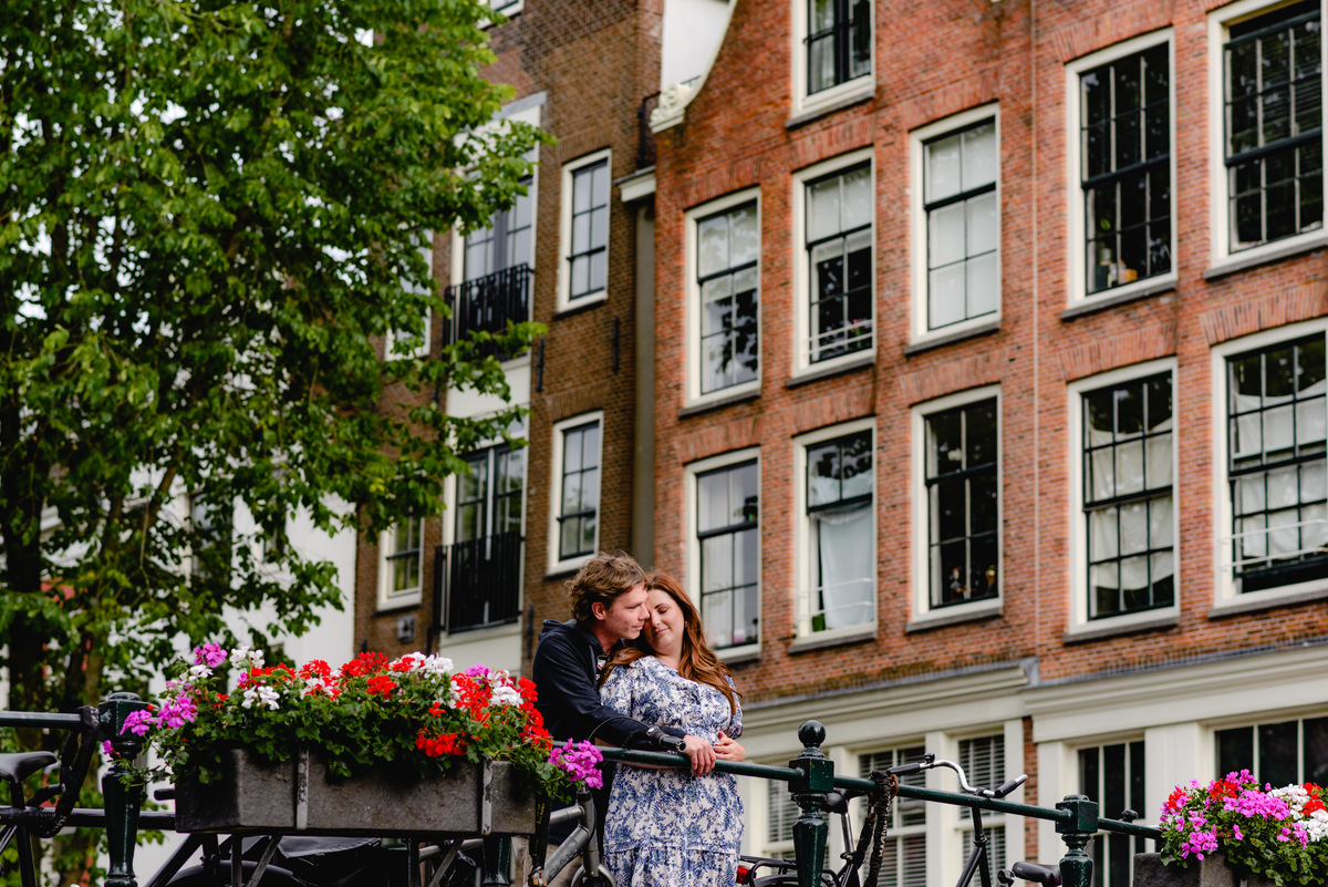 Amsterdam canals in the Jordaan, couple's holiday in Amsterdam close up
