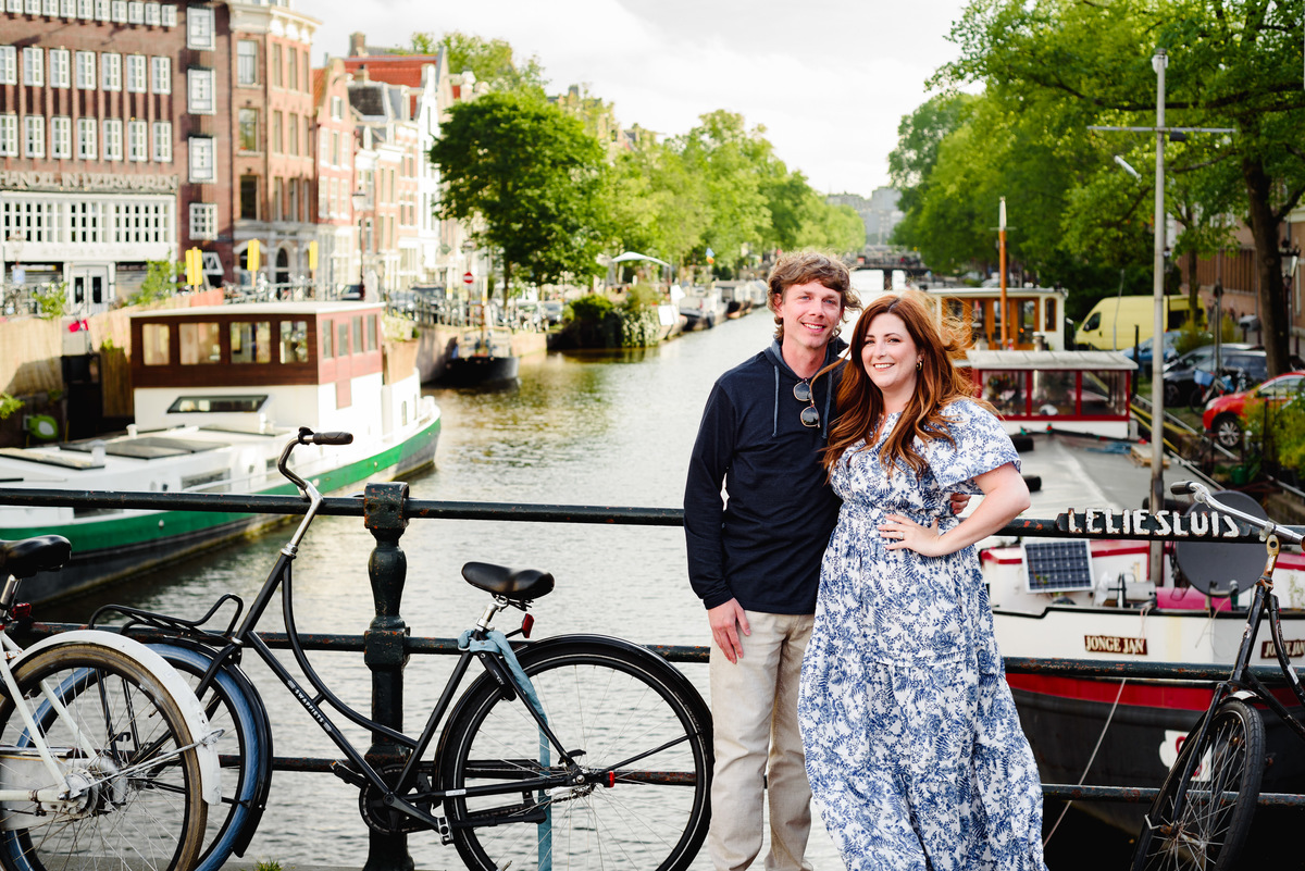 Amsterdam canals in the Jordaan, couple's holiday in Amsterdam