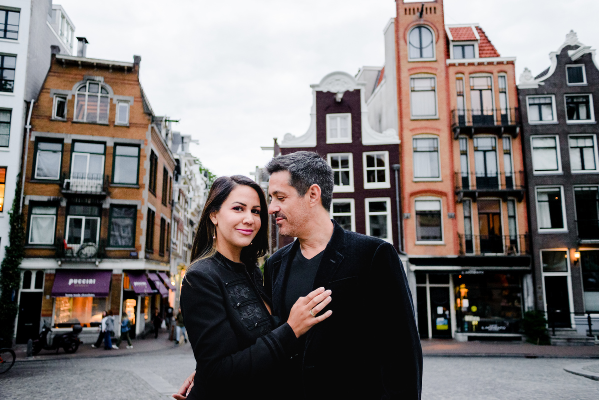 Couple walking on Amsterdam streets