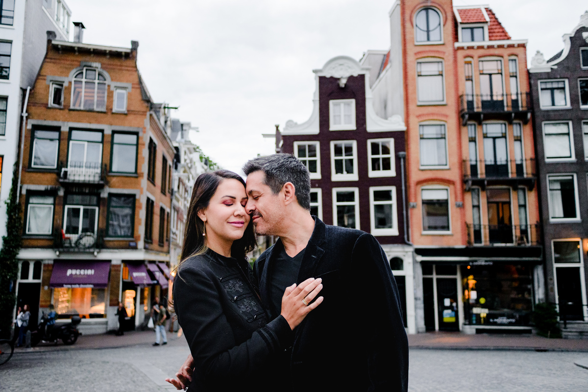 Couple walking on Amsterdam streets