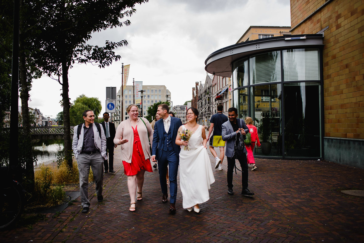 Wedding photographer in Amsterdam photographing a couple in love at gemeente Stadsloket Oost