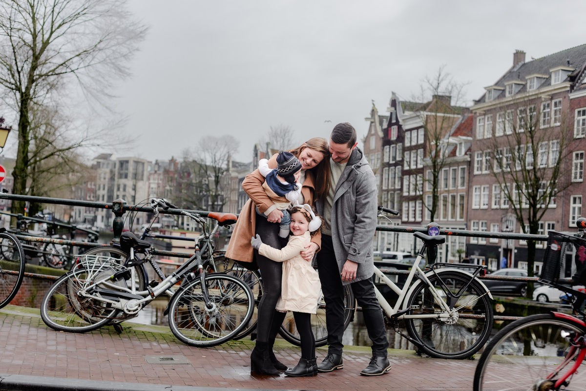 Big smiles on little legs — a walk along the canal turns into another memory made, with the iconic bikes as the perfect backdrop.