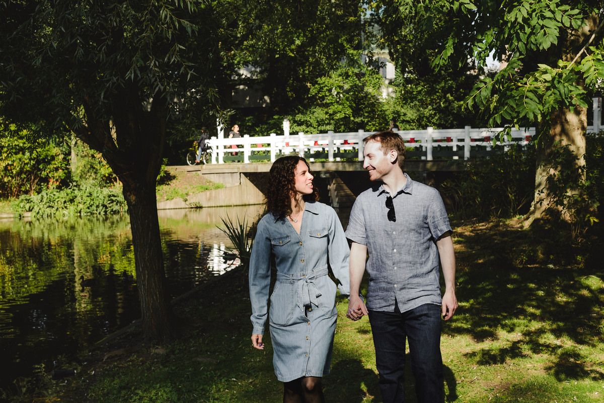 Surprise engagement proposal in Amsterdam, The Netherlands. Couple Photo session after the proposal.
