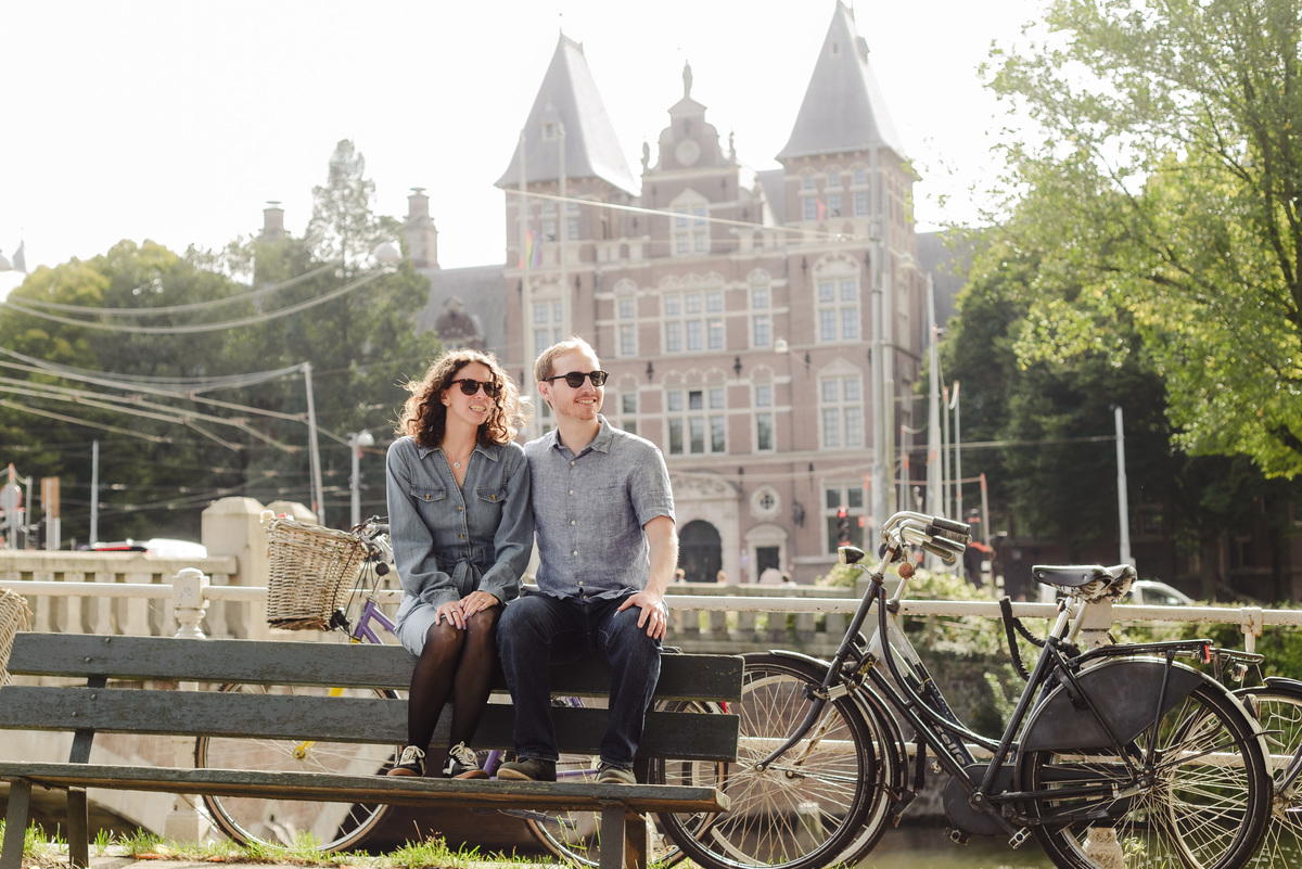 Surprise engagement proposal in Amsterdam, The Netherlands. Couple Photo session after the proposal.