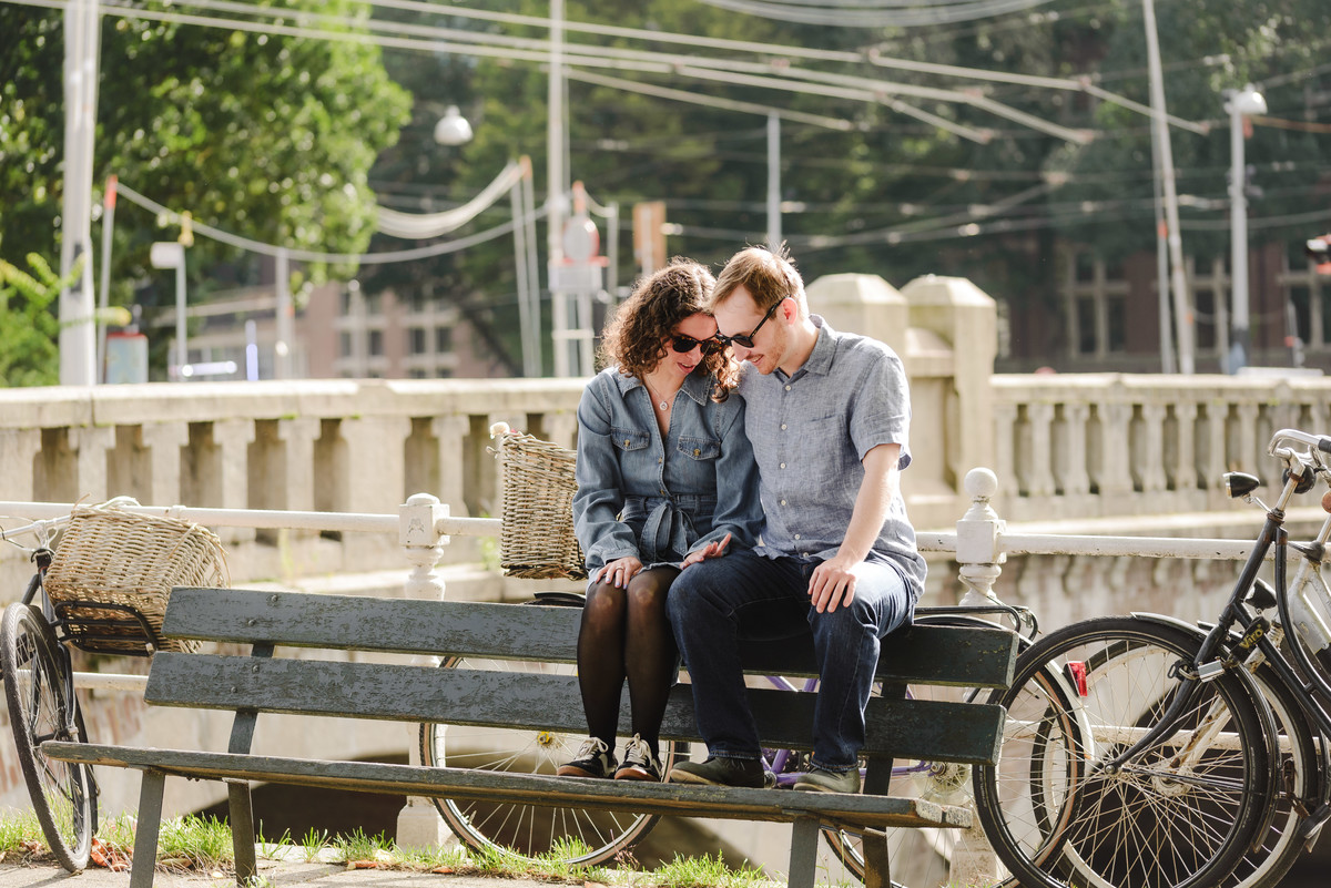 Surprise engagement proposal in Amsterdam, The Netherlands. Couple Photo session after the proposal.