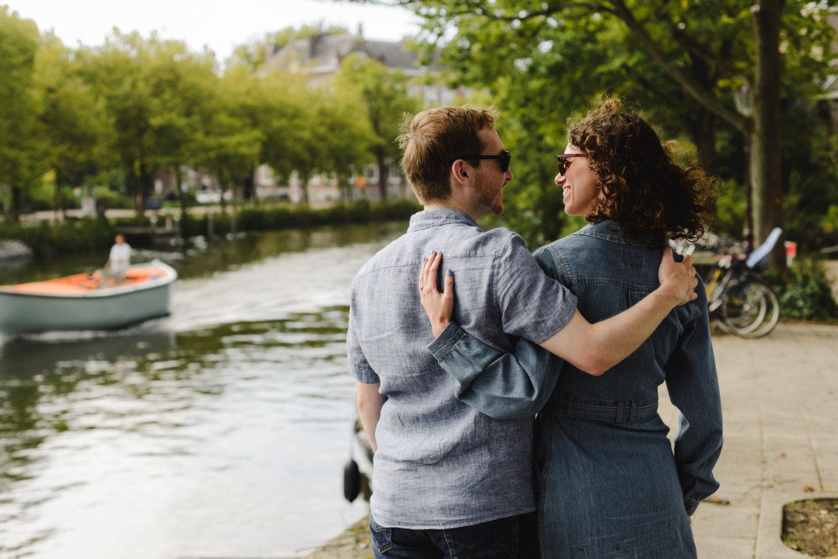 Surprise engagement proposal in Amsterdam, The Netherlands. Couple Photo session after the proposal.