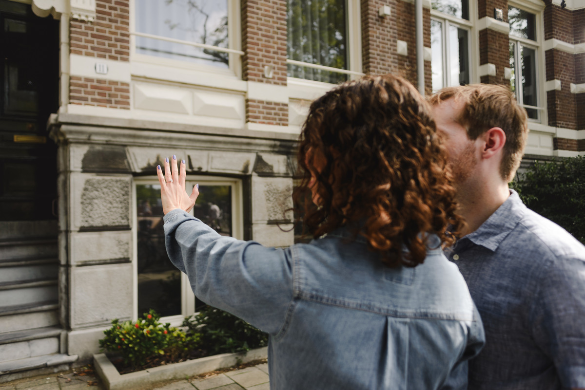 Surprise engagement proposal in Amsterdam, The Netherlands. Couple Photo session after the proposal.