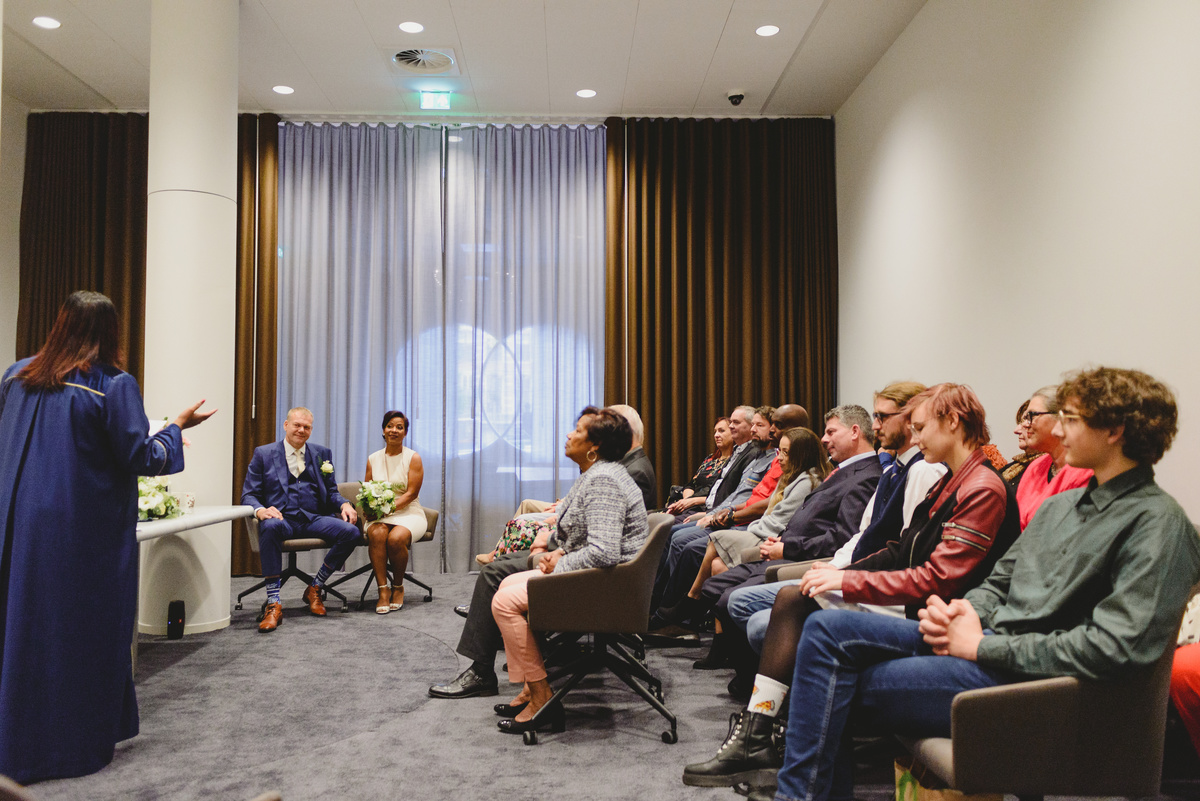 ivil wedding ceremony at Gemeente Amsterdam on the Amste