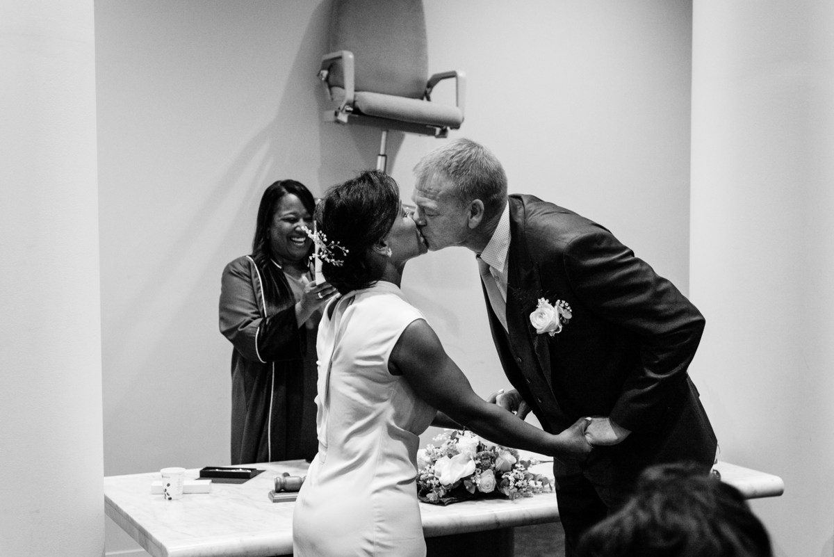 Wedding ceremony inside Amsterdam city hall main room