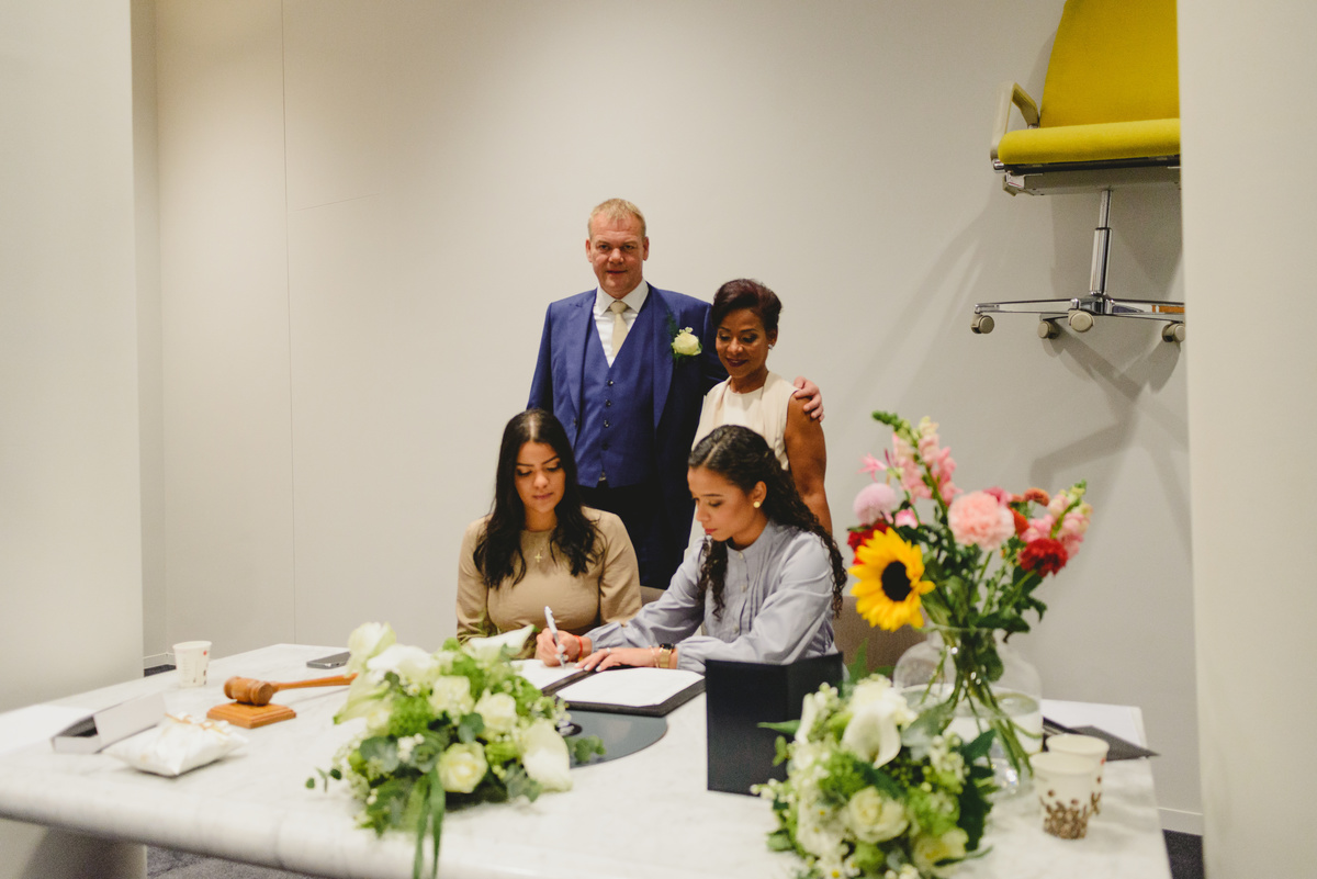 civil wedding ceremony at Gemeente Amsterdam on the Amste