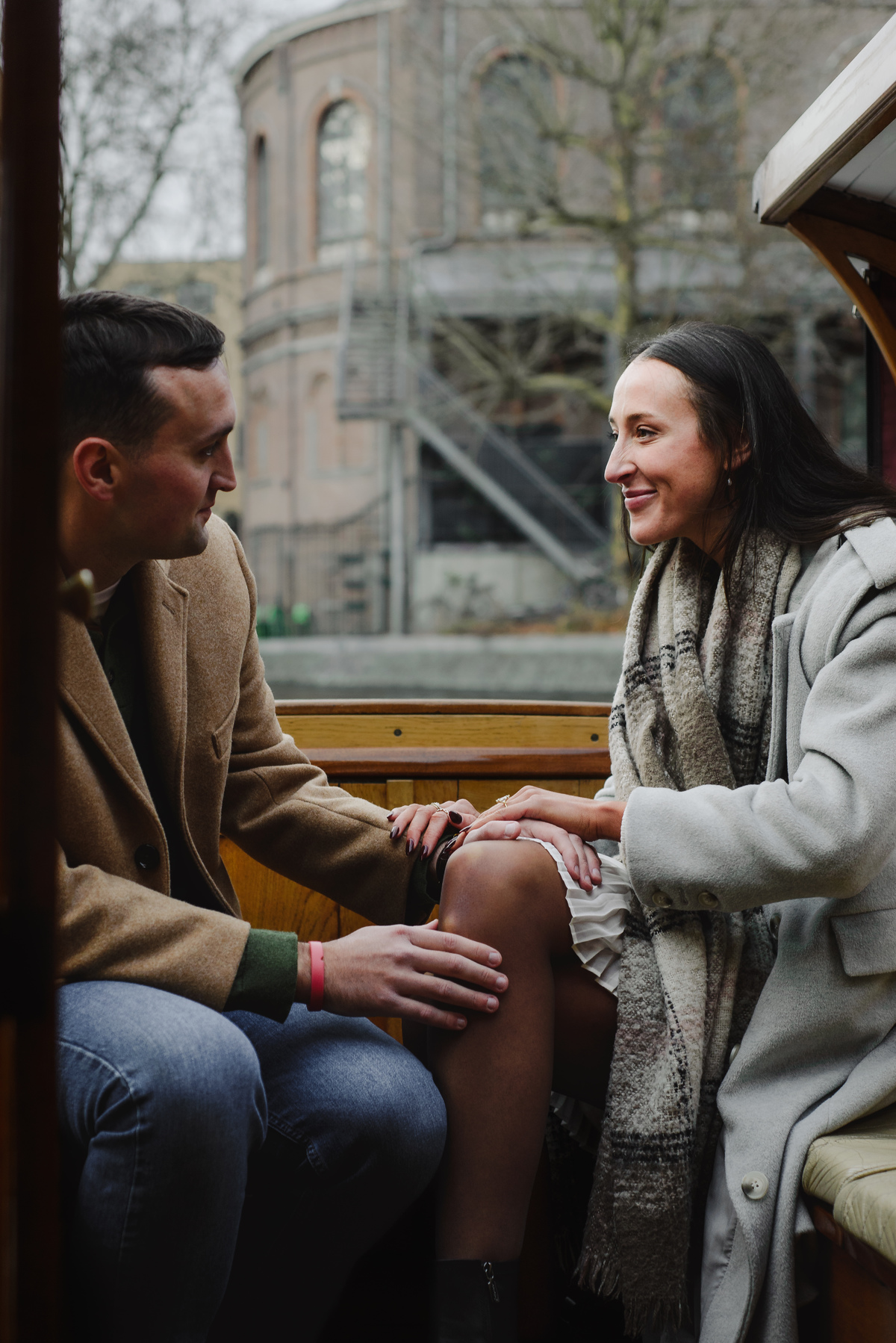 engagement moment on Amsterdam canals