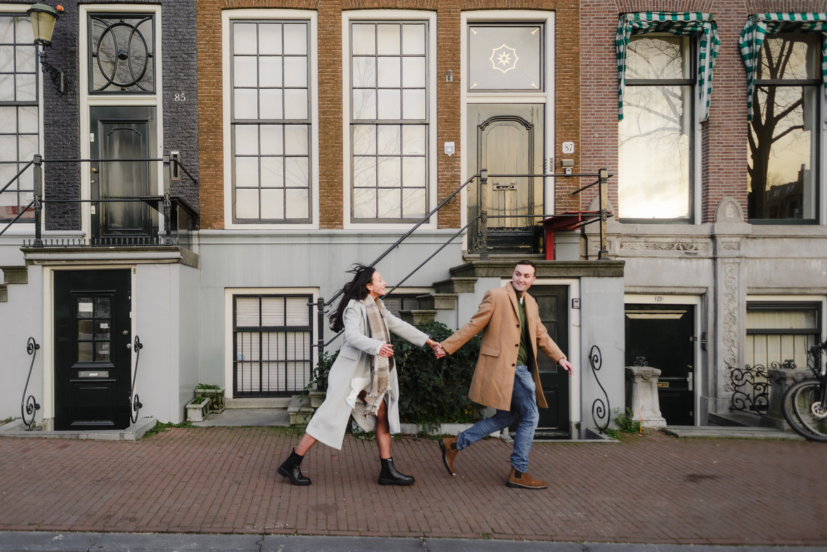 romantic engagement on Amsterdam canal boat