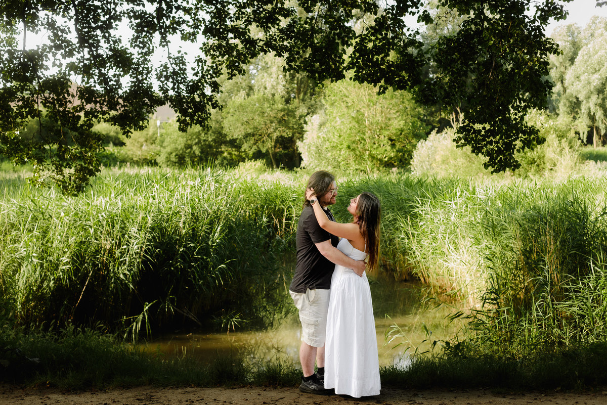 Natural engagement photos captured in Westerpark, Amsterdam.