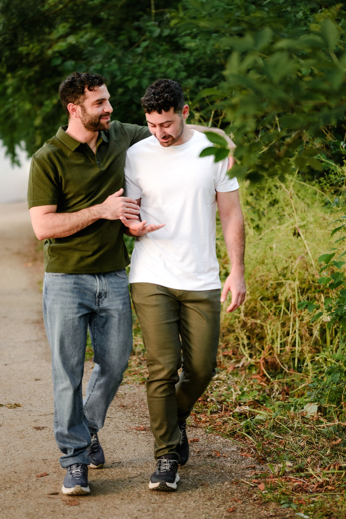Natural engagement photography in Amsterdam during golden hour.