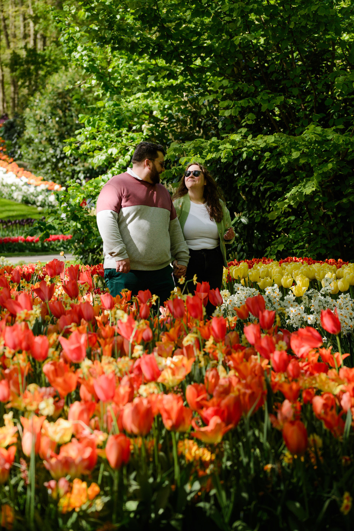 Natural engagement photography during tulip season in the Netherlands.