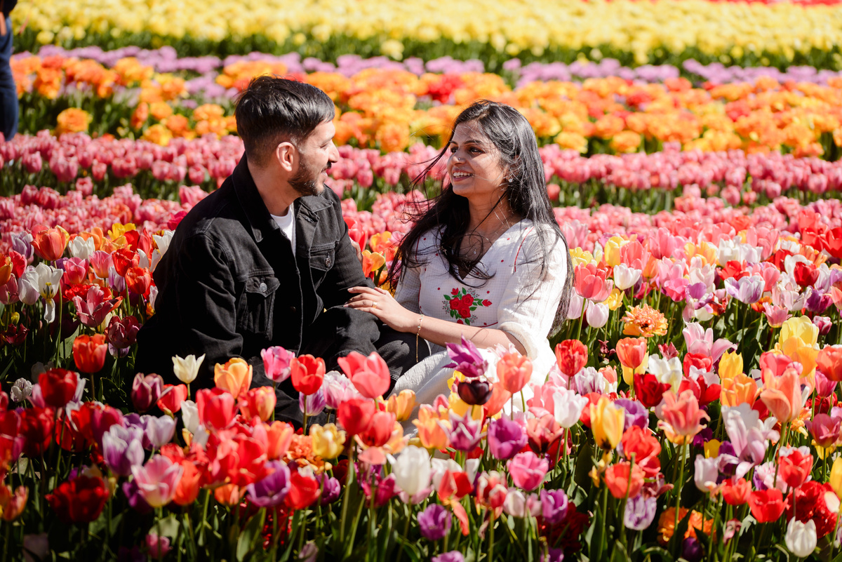 Couple celebrating their wedding anniversary at The Tulip Barn.