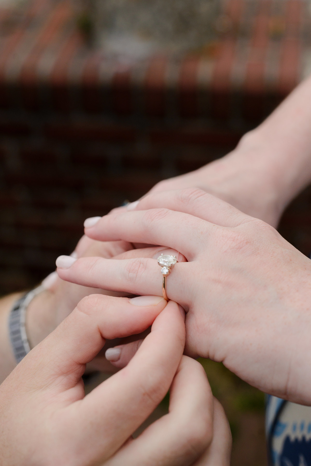 Engagement ring moment during a morning proposal in Amsterdam