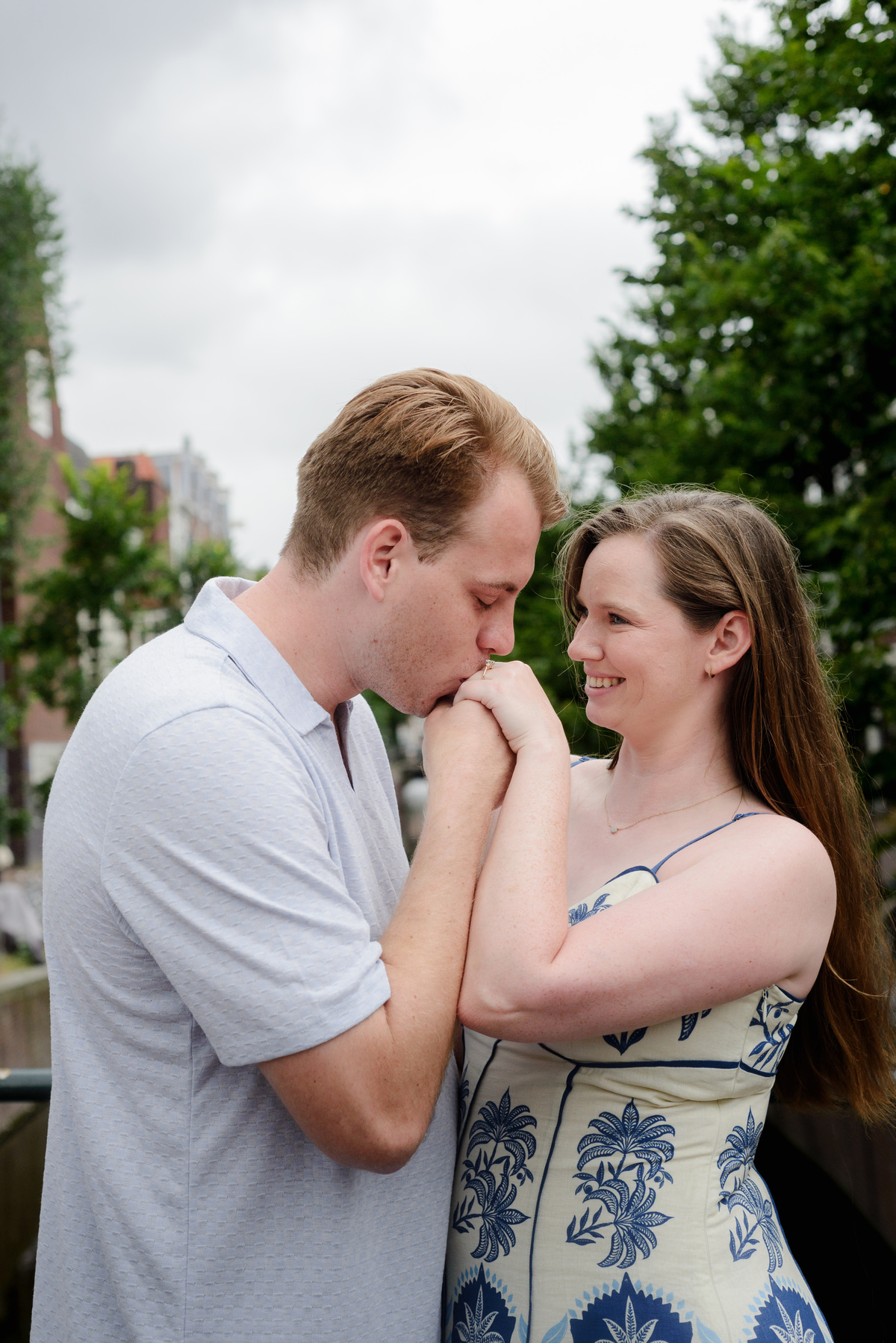 Amsterdam engagement portraits near Montelbaanstoren