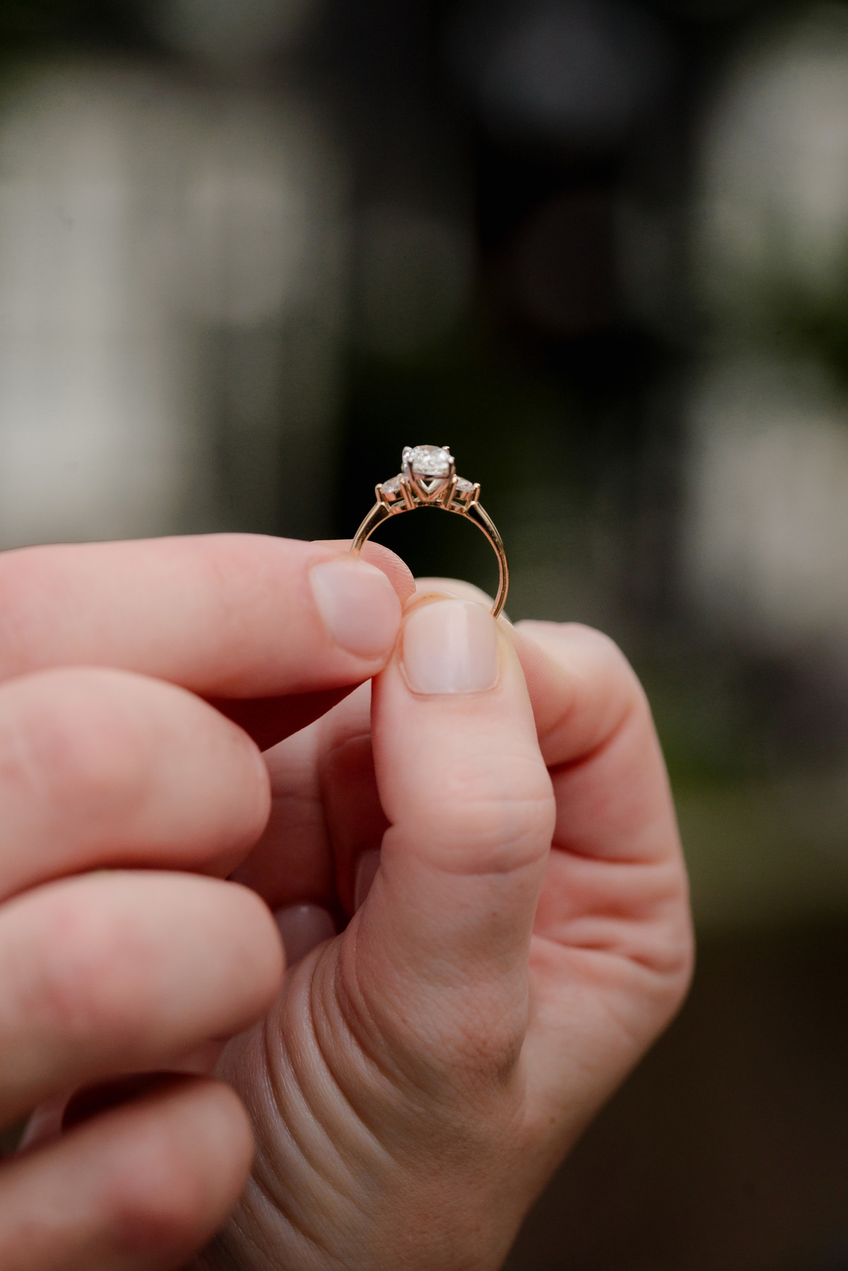 Engagement ring moment during a morning proposal in Amsterdam