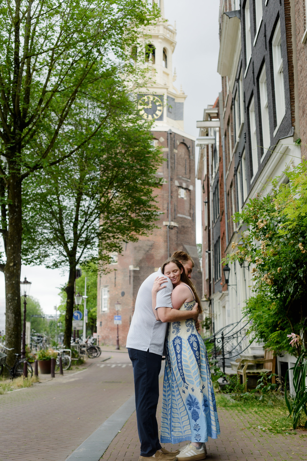 Amsterdam engagement portraits near Montelbaanstoren