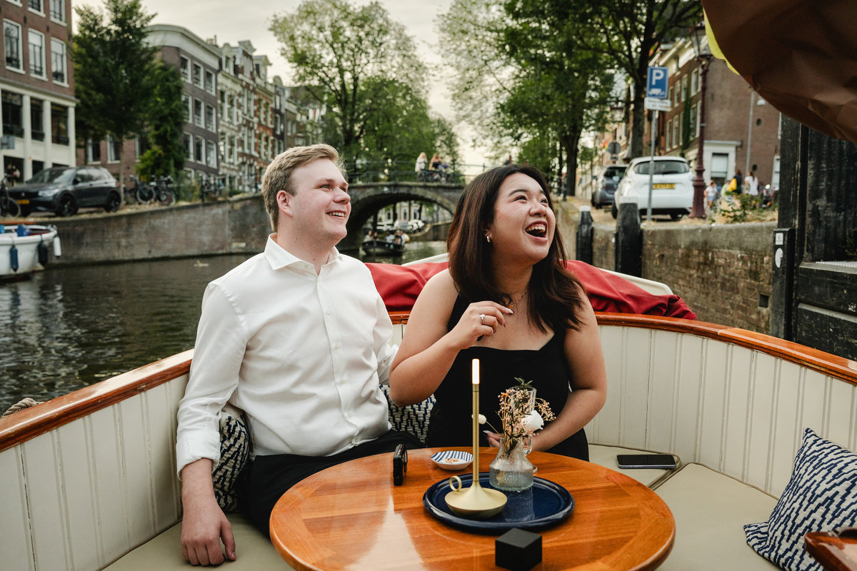 Flowers delivered to a private boat after the surprise proposal