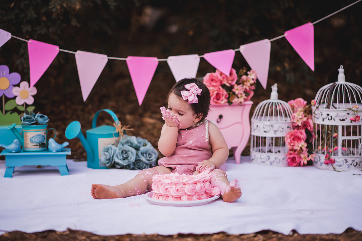 A Ana luiza se divertiu muito no seu ensaio Smash the Cake que fizemos no nosso estúdio em Bebedouro - Sp